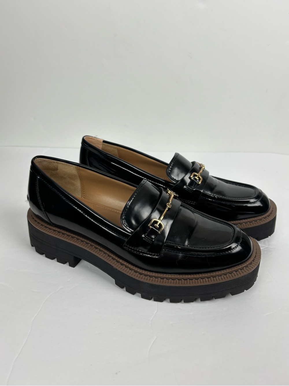 Sam Edelman Laurs Lug Sole Loafers Womens Size 9 Black Chunky Platform Shoes
